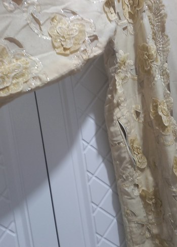 Nakışlı Bej Uzun Kollu kaftan + elbise