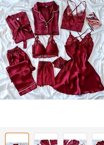 Bordo Mini Saten Kadın Pijama Takımı