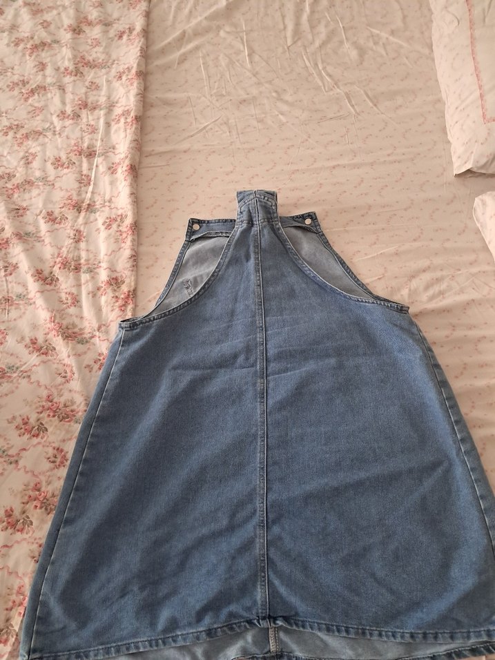 hamileler için mavi kot tulum elbise - Görsel 2