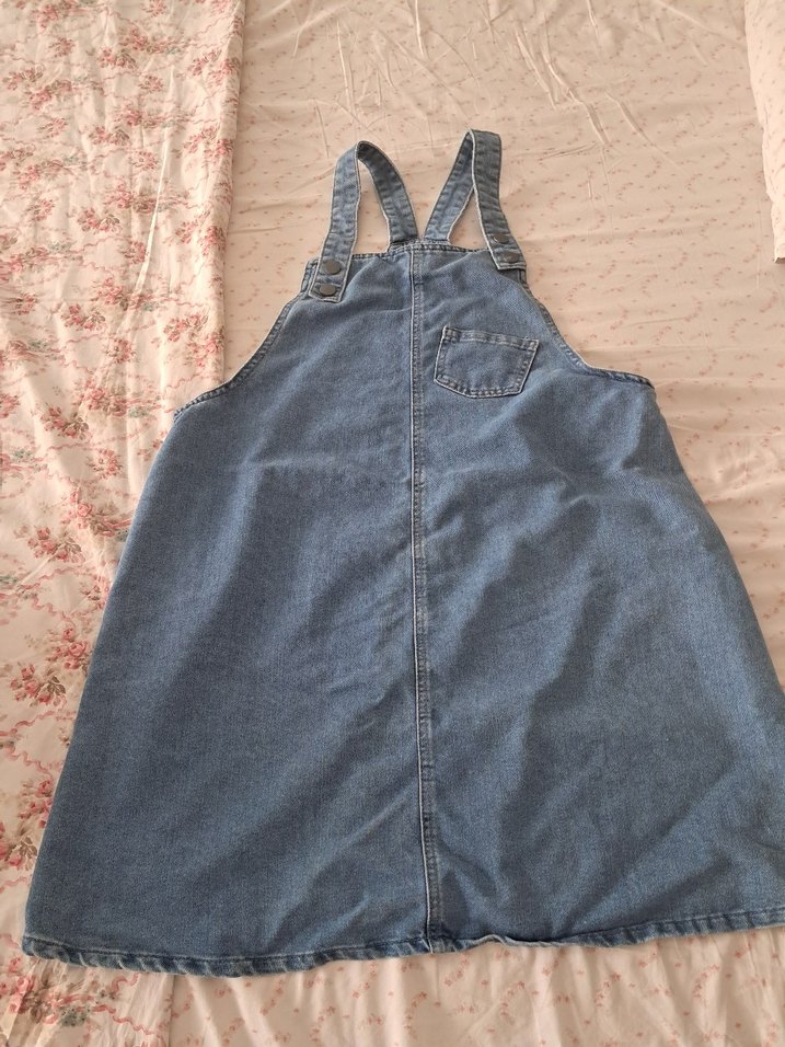 hamileler için mavi kot tulum elbise - Görsel 3