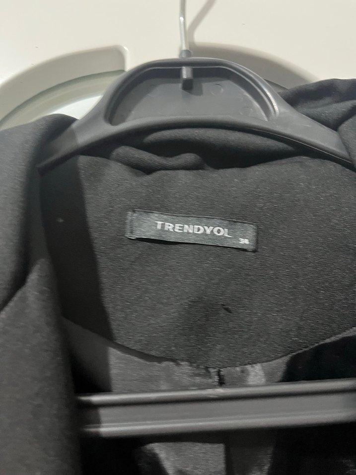 Düğmeli Siyah Midi Kadın Blazer Ceket - Görsel 2