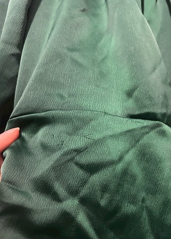 Yüksek Yakalı Kısa Kollu Haki Elbise - Görsel 3