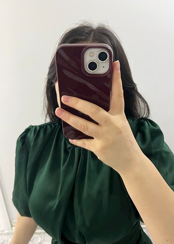 Yüksek Yakalı Kısa Kollu Haki Elbise - Görsel 2