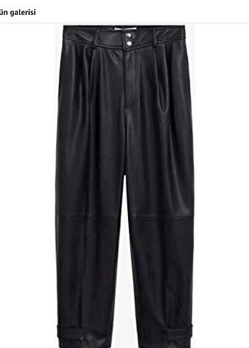Kadın Siyah Deri  Cigarette Pantolon - Görsel 3