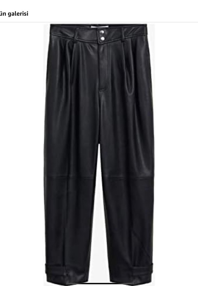Kadın Siyah Deri  Cigarette Pantolon - Görsel 3