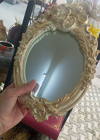 Bej Parlak Çerçeveli Dekoratif Ayna 2li bir büyük bir orta boy - Görsel 5