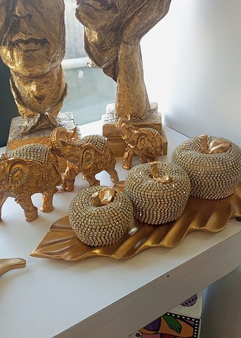 Altın Renkli Taşlı dekoratif ürünler - Görsel 4