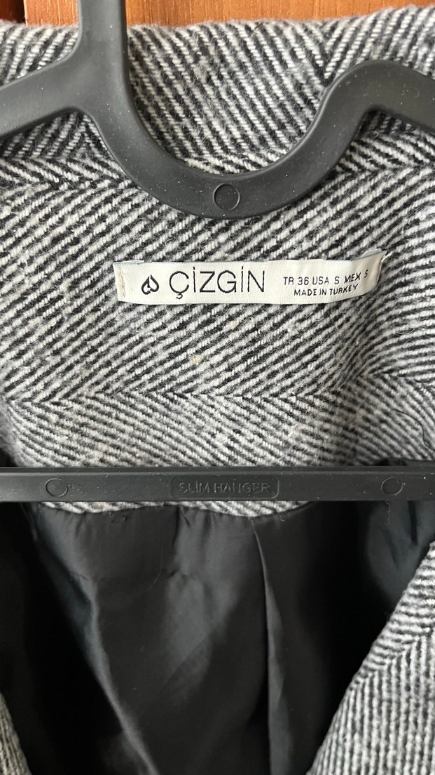 Kemerli Gri Mini Kadın Kaban - Görsel 2