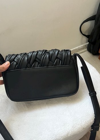 Siyah Deri Örgülü Kadın Çanta - Görsel 3