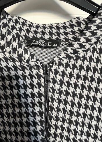 Fermuarlı Uzun Ekose Kadın Ceket - Görsel 2