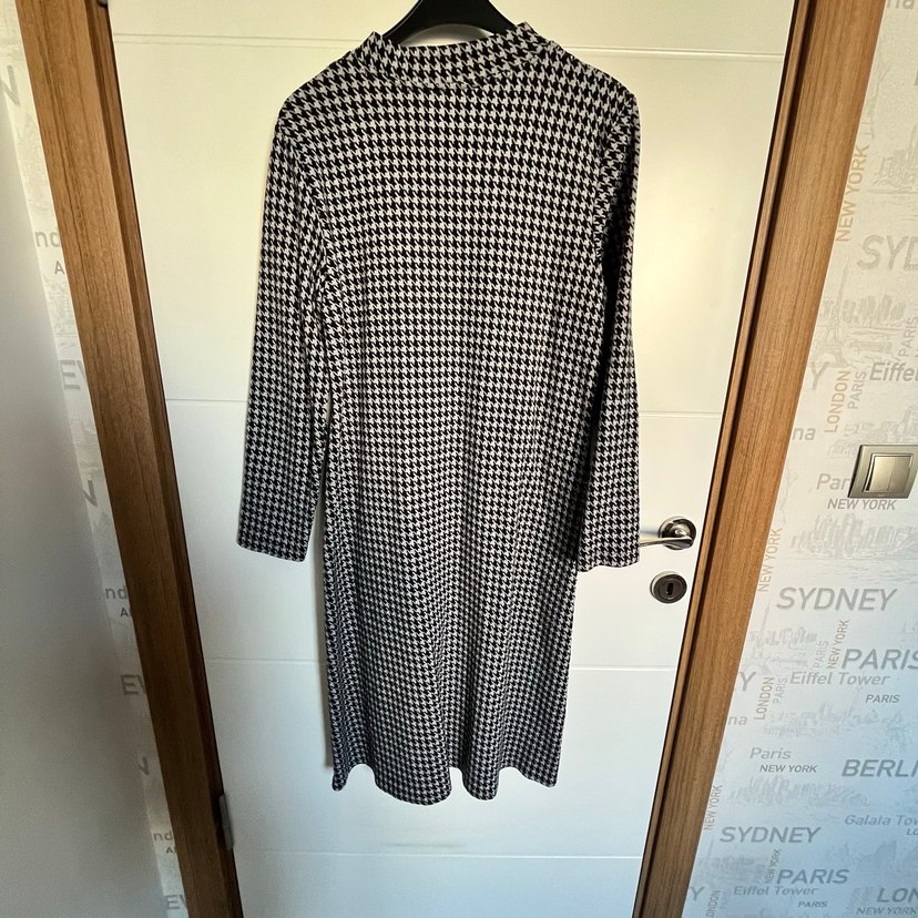 Fermuarlı Uzun Ekose Kadın Ceket - Görsel 3