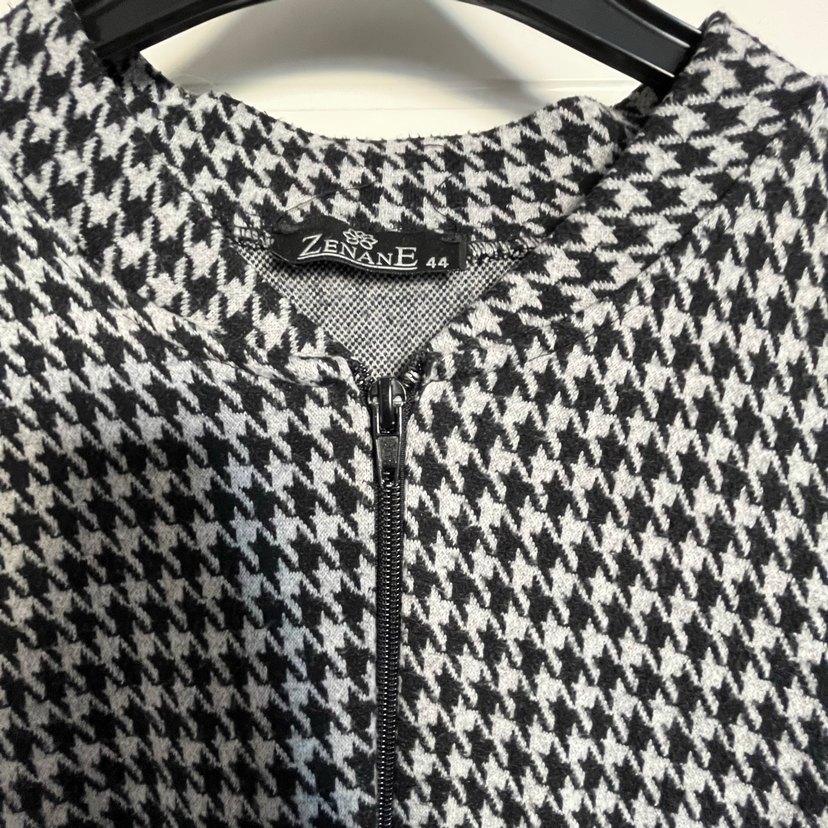 Fermuarlı Uzun Ekose Kadın Ceket - Görsel 2