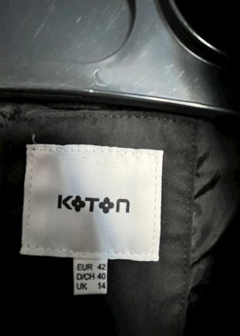 Düğmeli Siyah Deri Detalı Midi Trençkot - Görsel 2