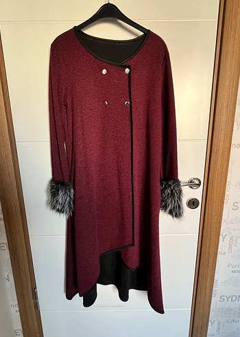 Bordo Uzun Kollu Yün Triko Hırka - Görsel 2