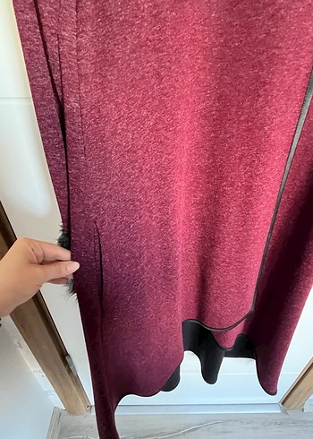 Bordo Uzun Kollu Yün Triko Hırka - Görsel 4