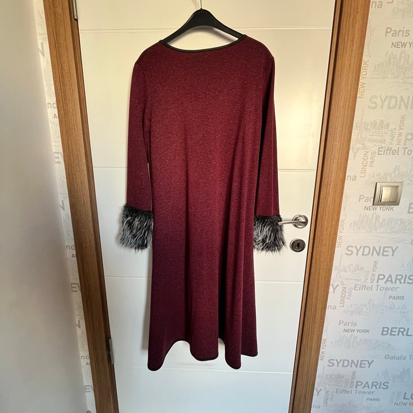 Bordo Uzun Kollu Yün Triko Hırka - Görsel 5