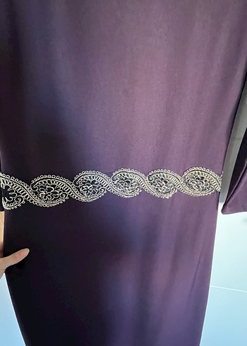 Uzun Kollu Mor Kadın Elbise - Görsel 2