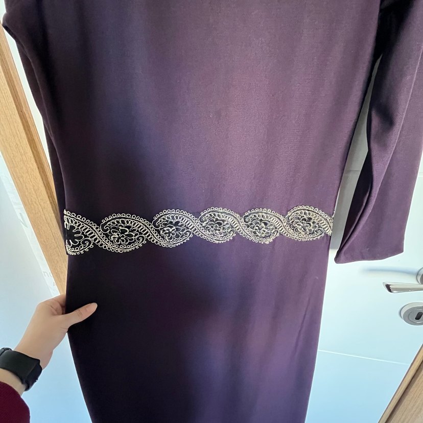 Uzun Kollu Mor Kadın Elbise - Görsel 3