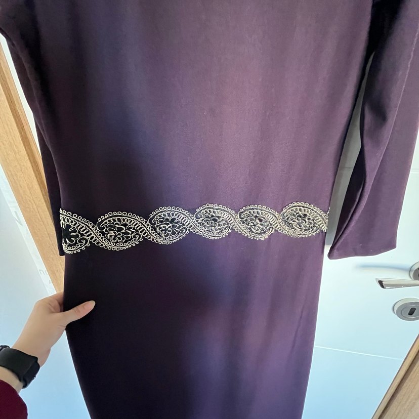 Uzun Kollu Mor Kadın Elbise - Görsel 2