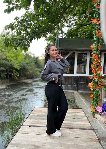 Gri Kemerli Midi Denim Trençkot - Görsel 5