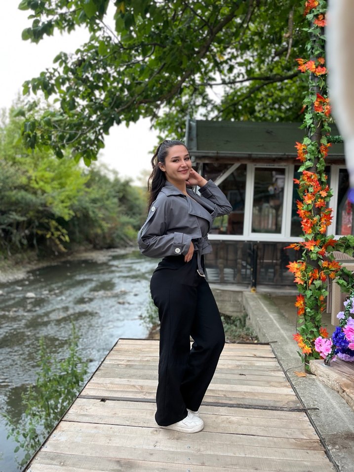 Gri Kemerli Midi Denim Trençkot - Görsel 5