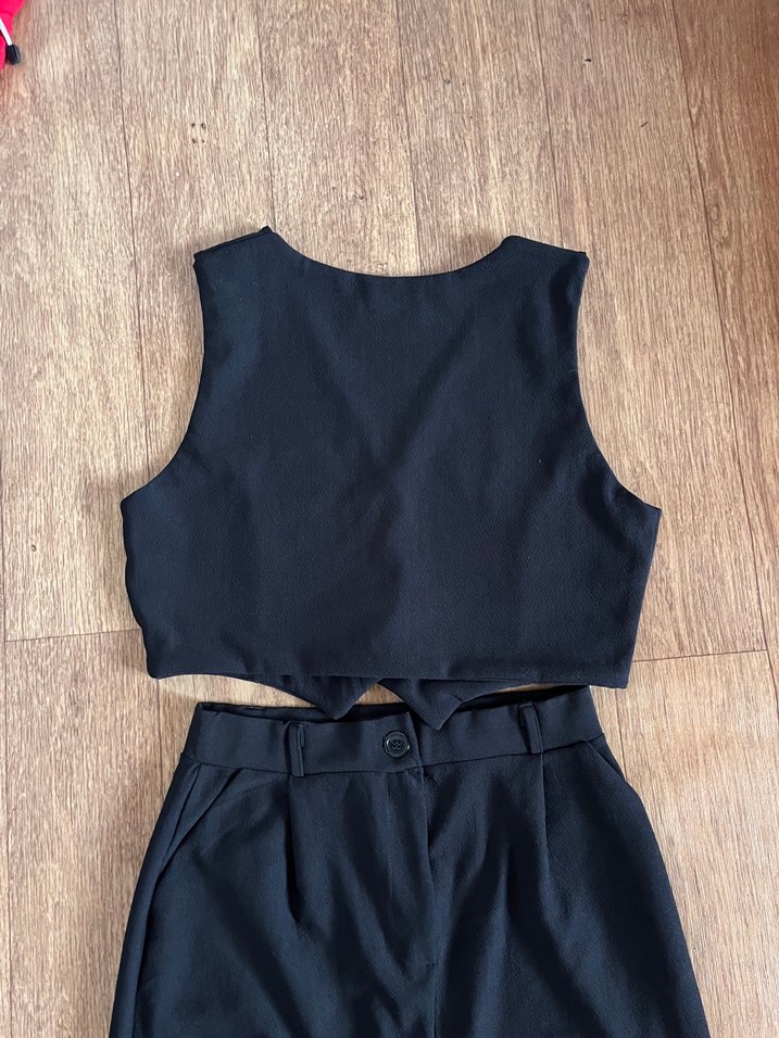 Düğmeli Lacivert Mini Kadın Yelek - Görsel 3