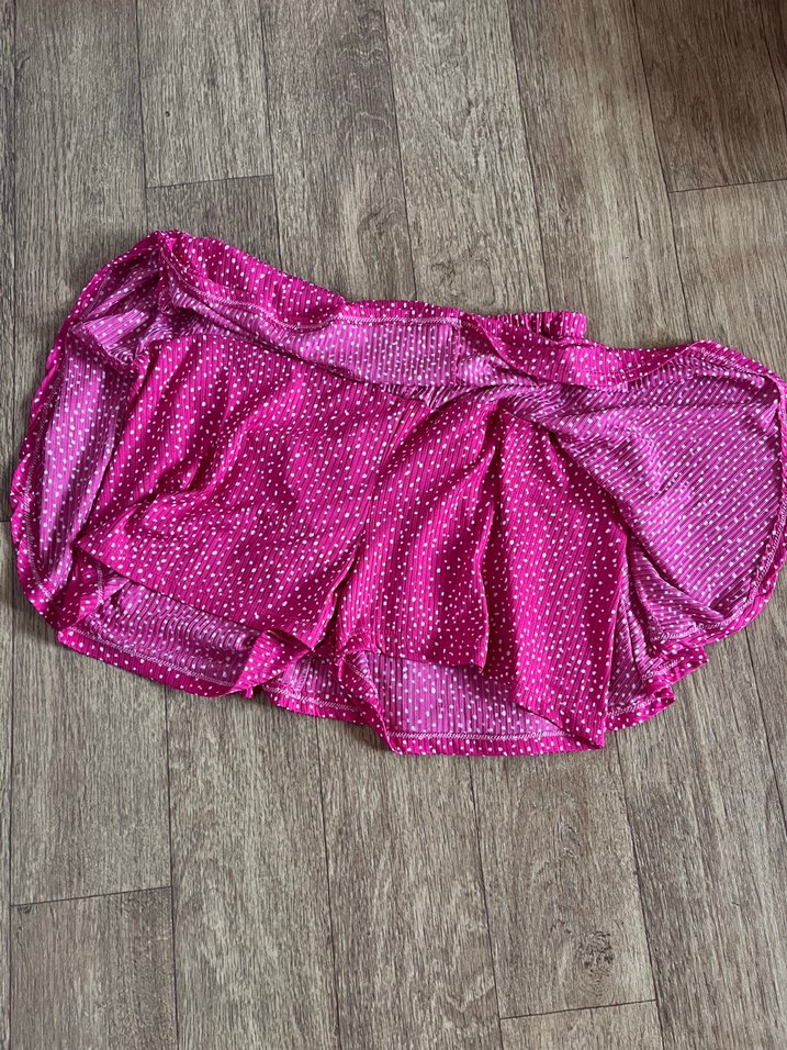 Puantiyeli Pembe Mini şort Etek - Görsel 2