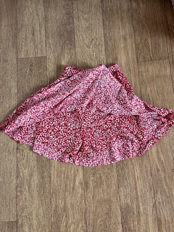 Volanlı Kırmızı Tie-Dye Mini şort etek - Görsel 2