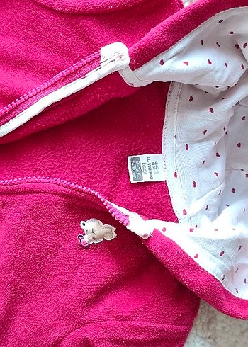 LC Waikiki Pembe Kapüşonlu Polar Bebek Tulumu - Görsel 3