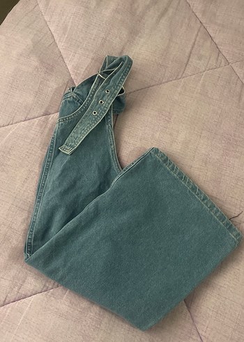 Yeşil Askısız Midi Denim Elbise - Görsel 2