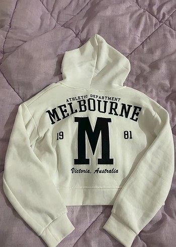 Kapüşonlu, Fermuarlı Beyaz Kadın Sweatshirt - Görsel 2