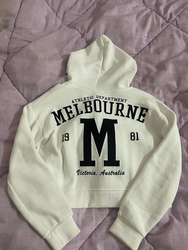 Kapüşonlu, Fermuarlı Beyaz Kadın Sweatshirt - Görsel 2