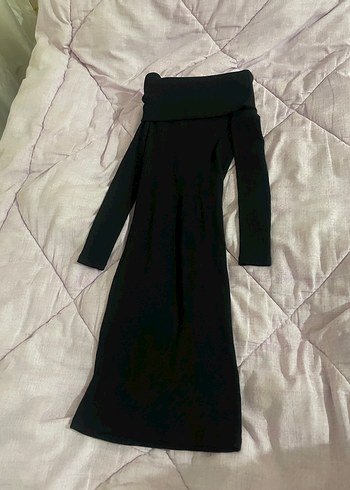 Bordo Uzun Kollu Yüksek Yakalı Elbise - Görsel 2