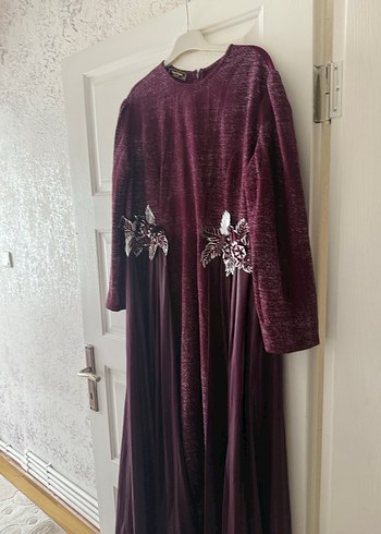 Abiye Bordo Nakışlı Uzun Kollu Kadın Hint Elbisesi