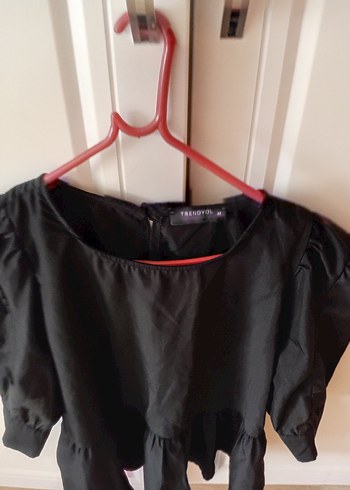 Siyah Keten Kadın Loose Fit Midi Bluz - Görsel 2