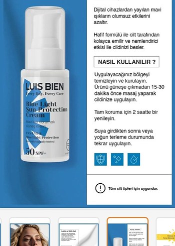 Luis Bien Mavi Işık Koruyucu Güneş Kremi SPF 50+ 50ml - Görsel 3