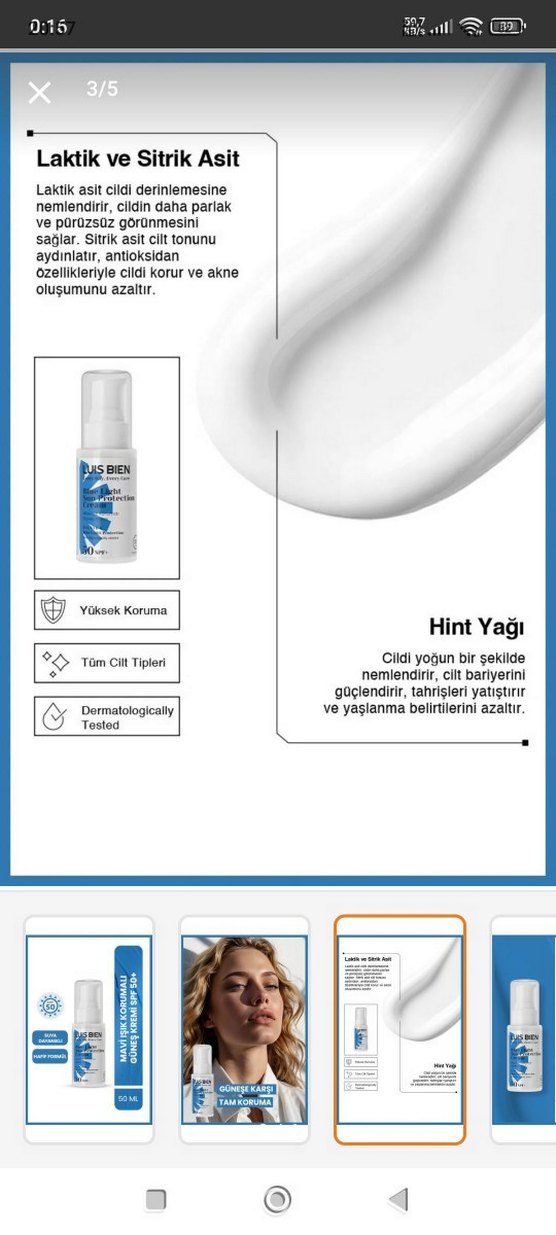 Luis Bien Mavi Işık Koruyucu Güneş Kremi SPF 50+ 50ml - Görsel 2