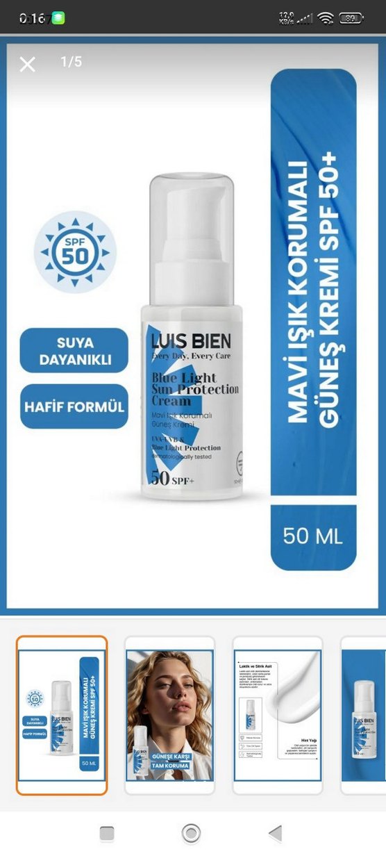 Luis Bien Güneş Koruyucu Krem SPF 50 - Görsel 2