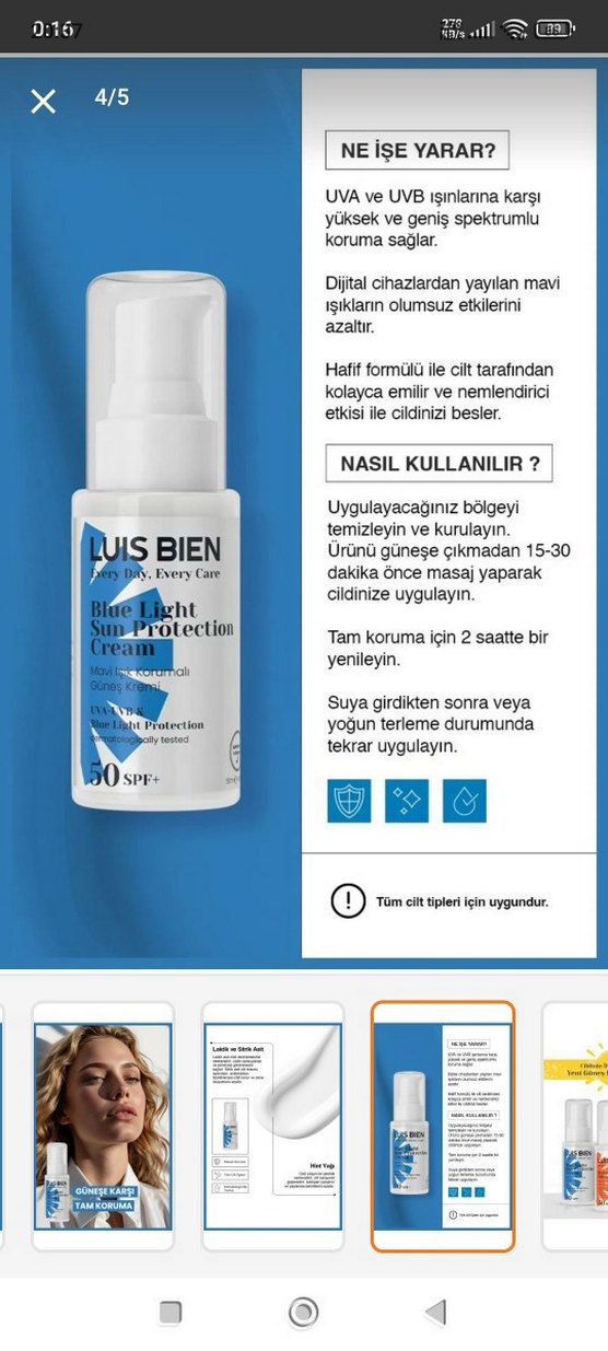 Luis Bien Güneş Koruyucu Krem SPF 50 - Görsel 3