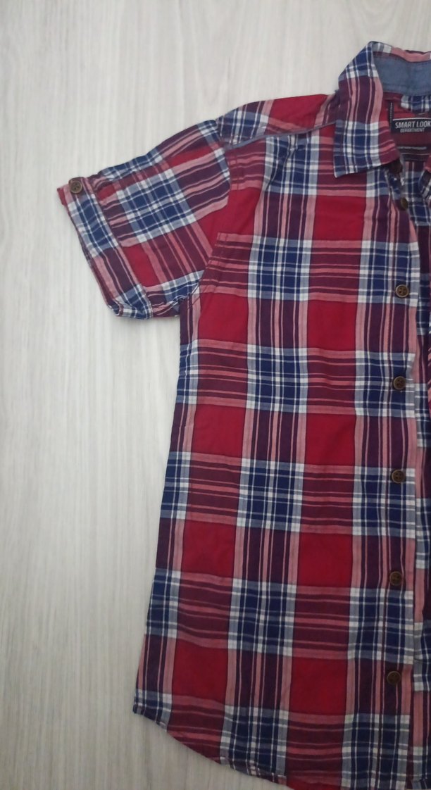 Kırmızı Ekoseli Kısa Kollu Erkek Gömlek - Görsel 3