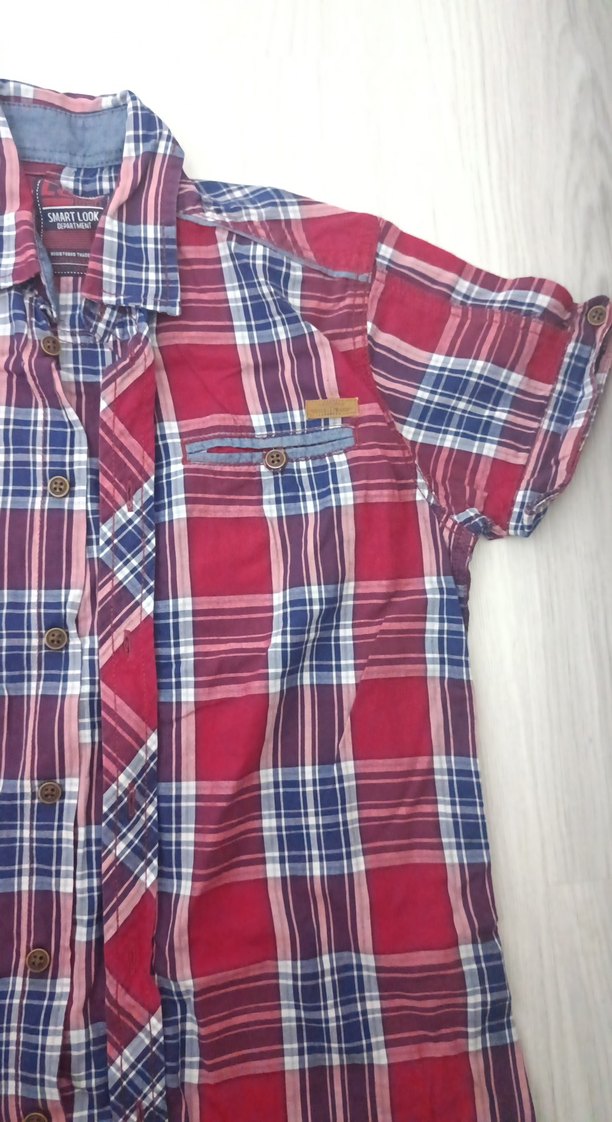 Kırmızı Ekoseli Kısa Kollu Erkek Gömlek - Görsel 4