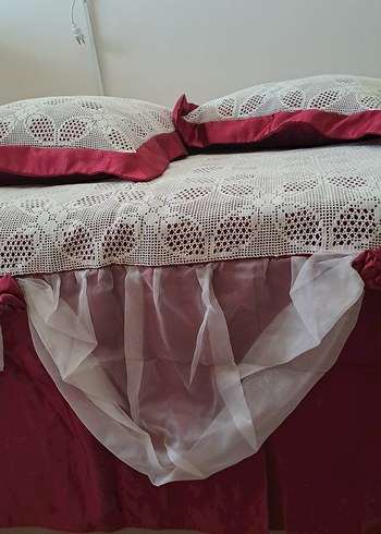 Beyaz Nakışlı Yatak Örtüsü ve Kırlent Seti - Görsel 6