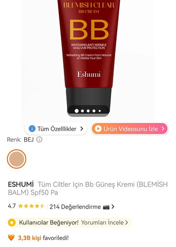 Eshumi Blemish Clear BB Krem SPF 50 - Görsel 6
