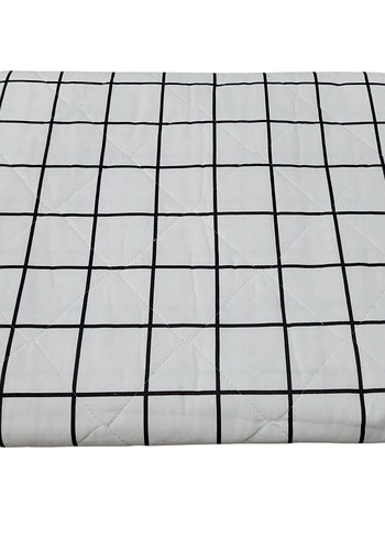 Ekose Desenli Beyaz Gri Yatak Örtüsü - Görsel 2