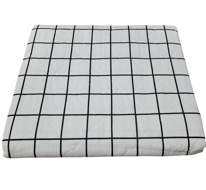 Ekose Desenli Beyaz Gri Yatak Örtüsü - Görsel 2