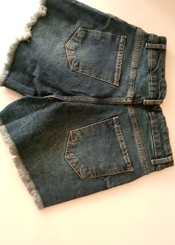 Düğmeli Kadın Mavi Mini Denim Şort - Görsel 2