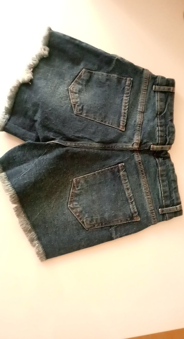 Düğmeli Kadın Mavi Mini Denim Şort - Görsel 2