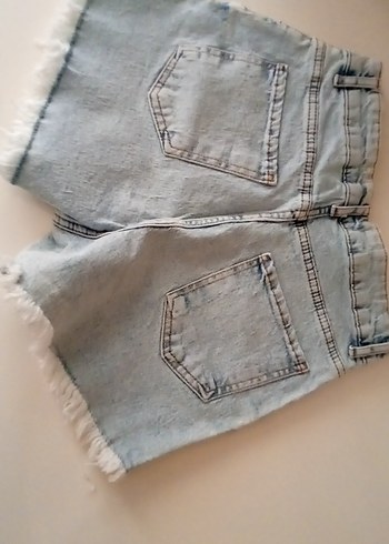 Kadın Mavi Mini Bol Kesim Kot Şort - Görsel 2