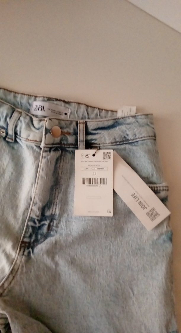 Kadın Mavi Mini Bol Kesim Kot Şort - Görsel 3