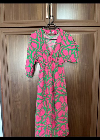 Trendyol & Milla Pembe Bohem V Yaka Uzun Elbise